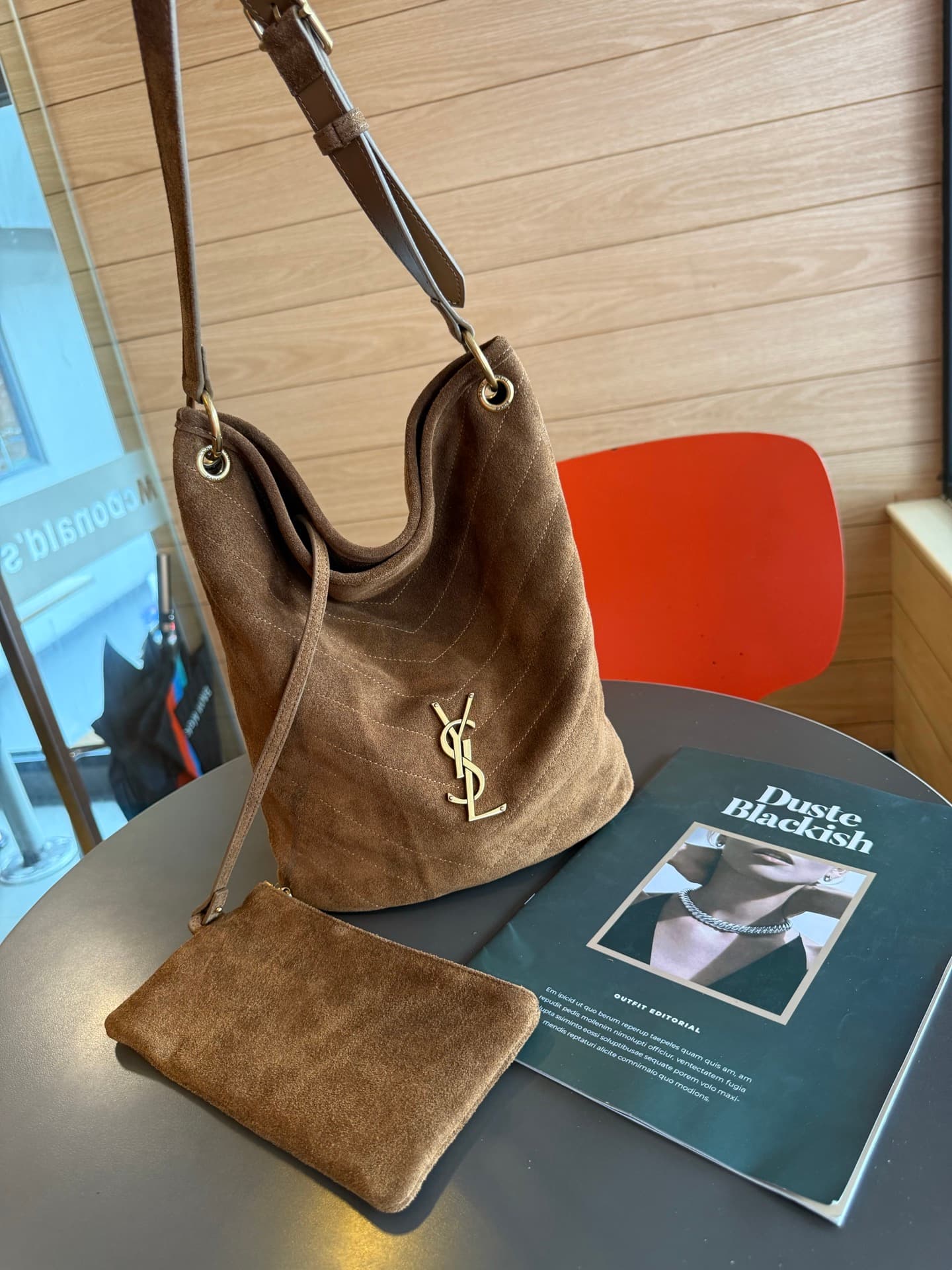 Saint Laurent Brown Small Bucket Bag 7010