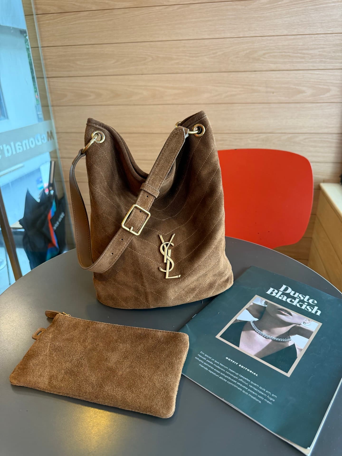 Saint Laurent Brown Small Bucket Bag 7010