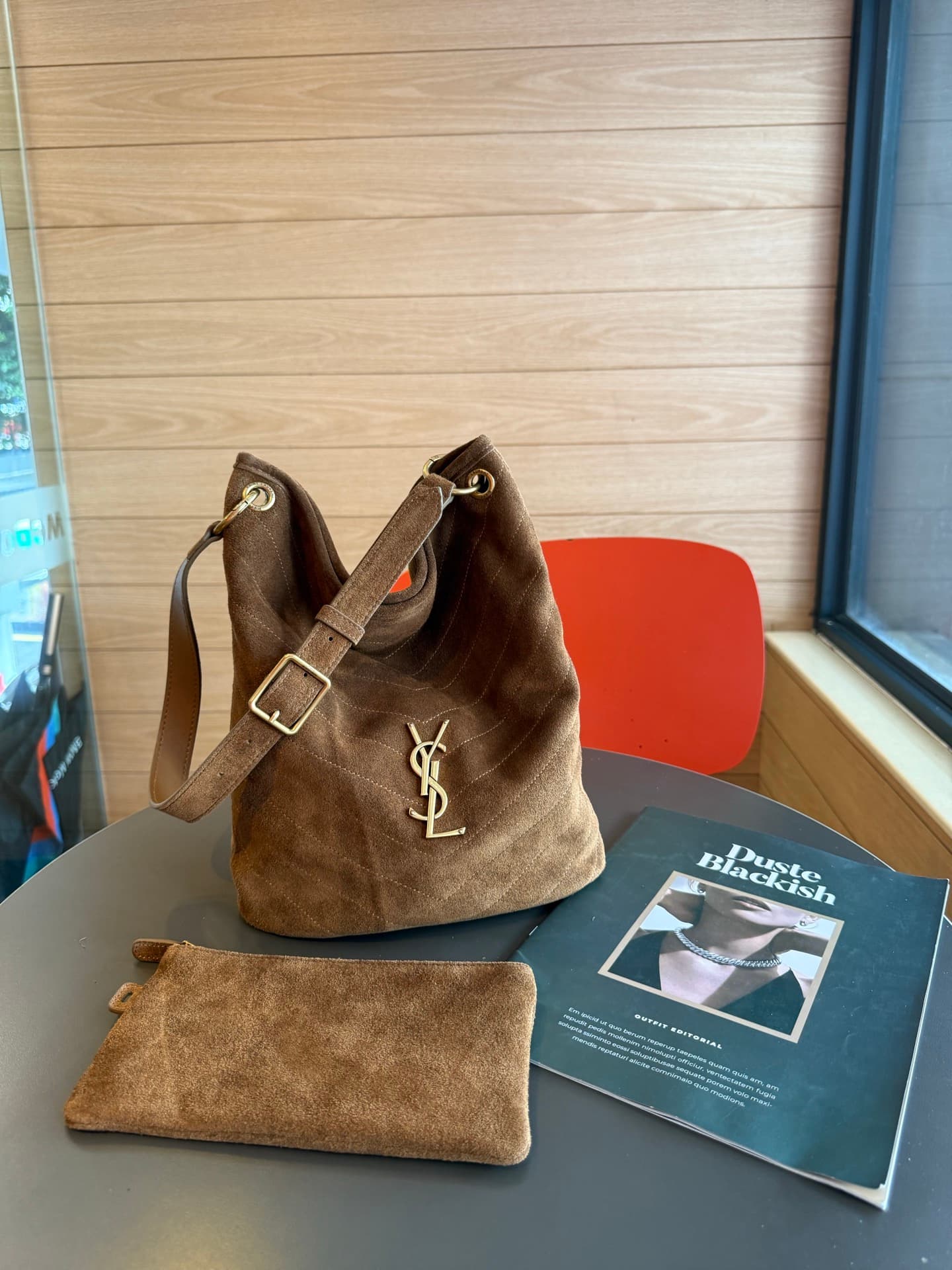 Saint Laurent Brown Small Bucket Bag 7010