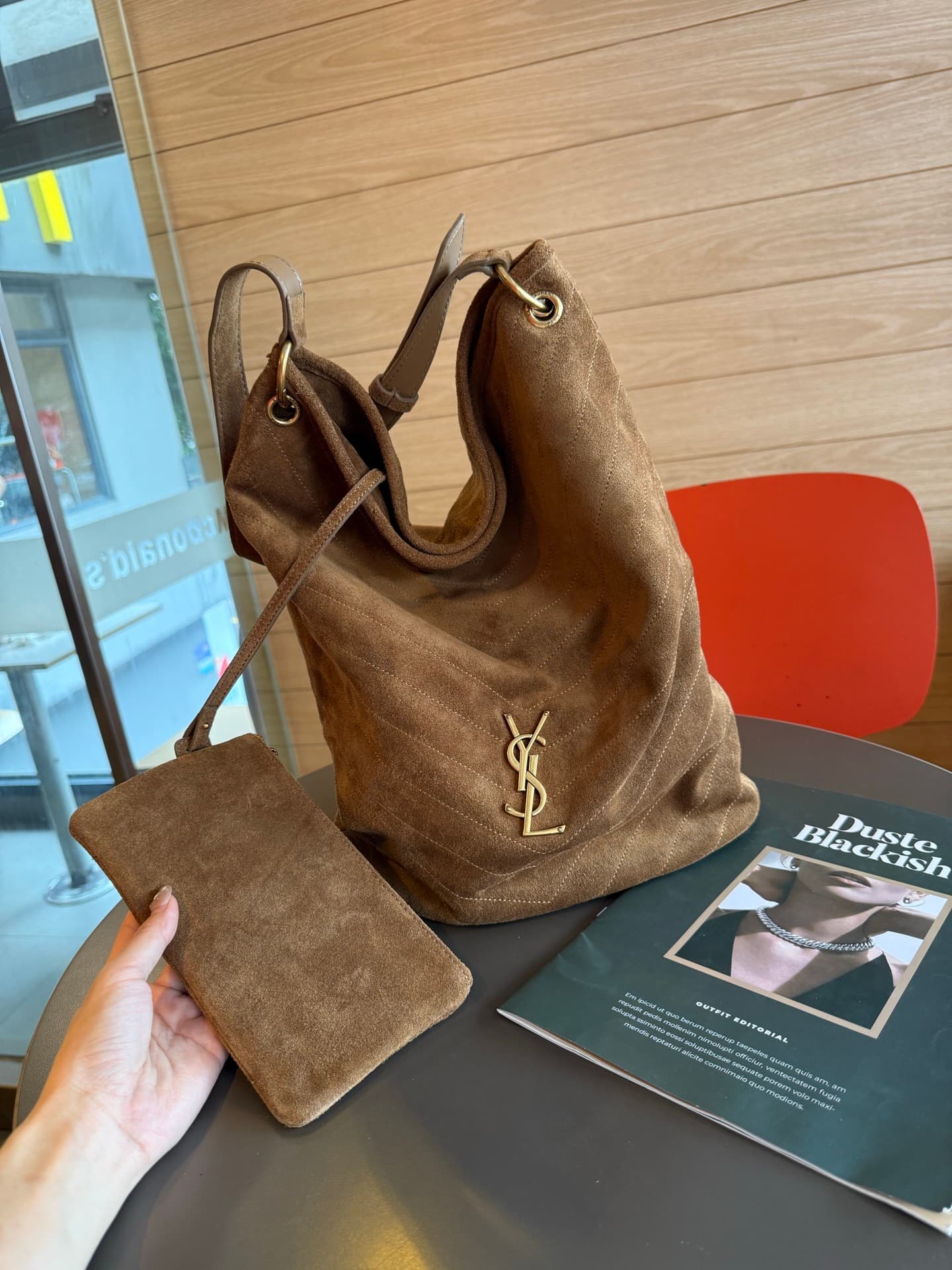 Saint Laurent Brown Large Bucket Bag 7011