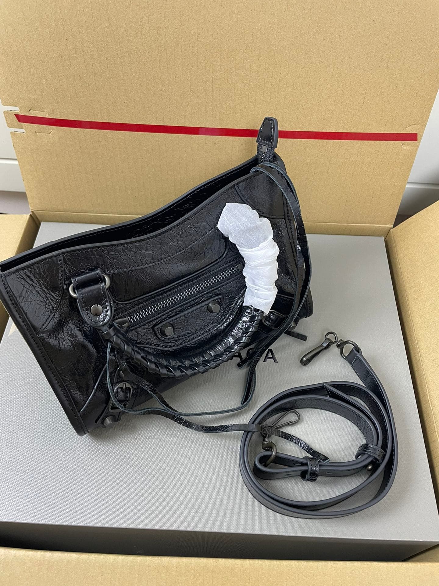 Balenciaga Black Mini Le City Moto Bag