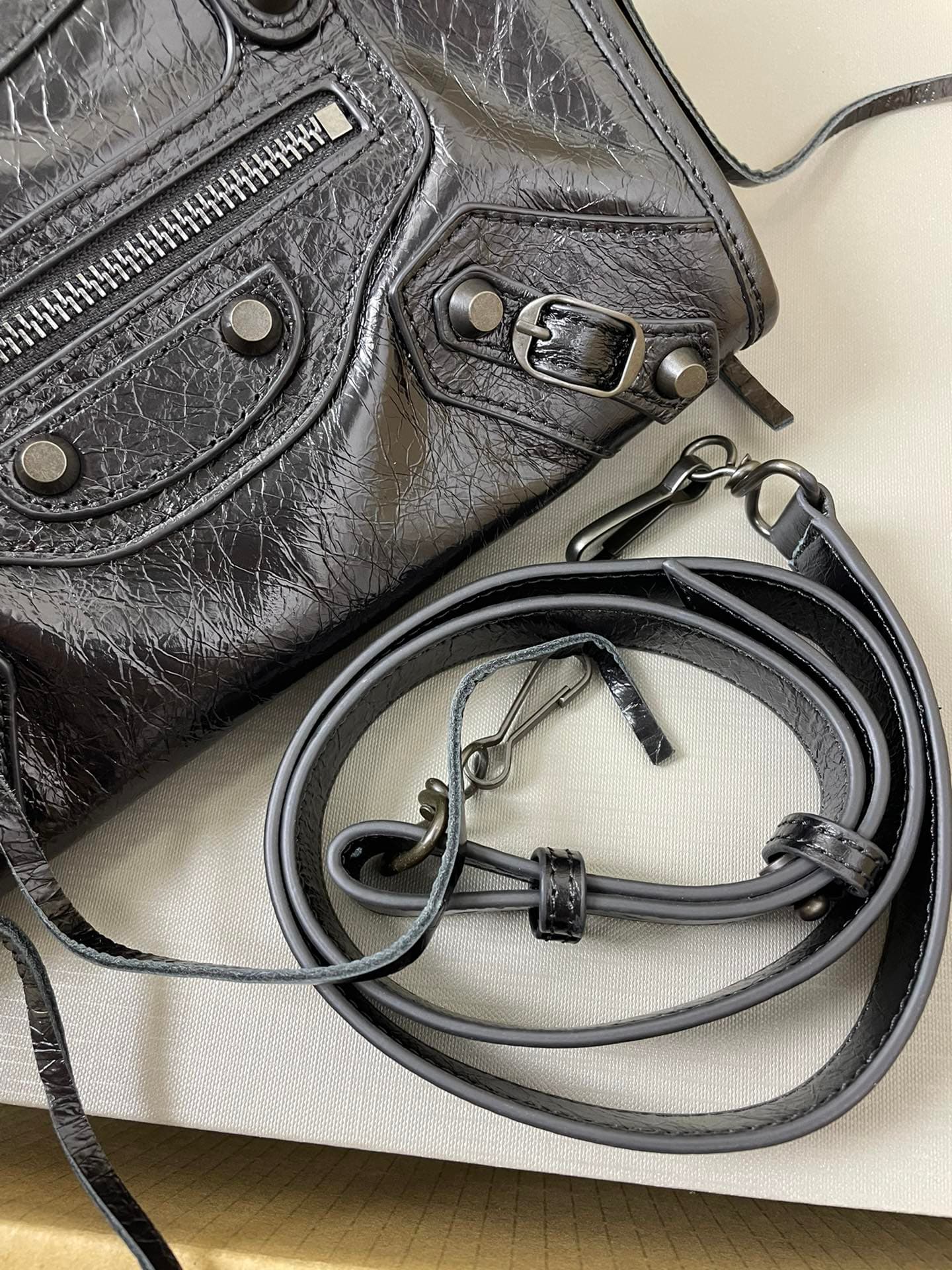 Balenciaga Black Mini Le City Moto Bag