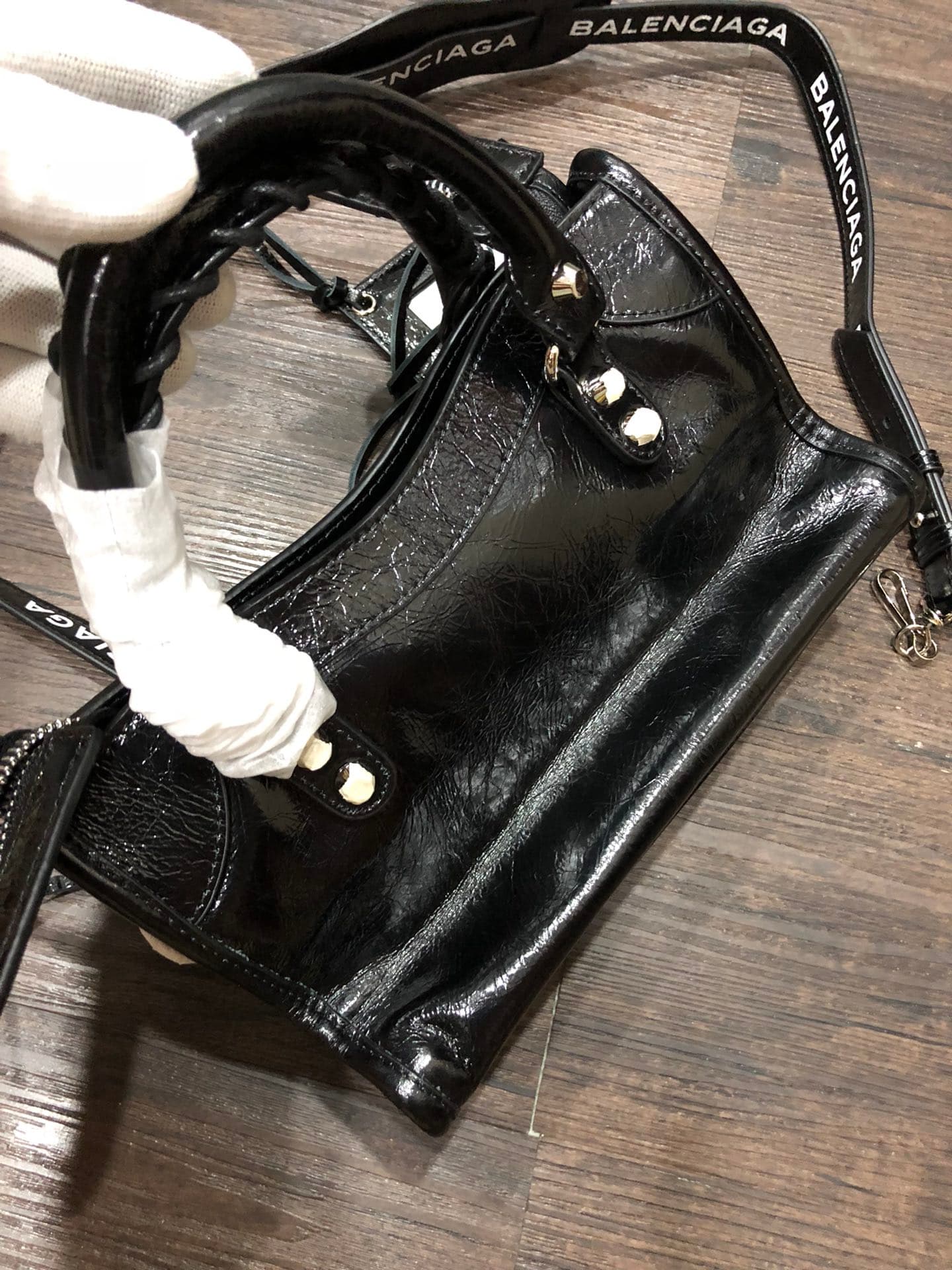 Balenciaga Silver Mini Crossbody Bag