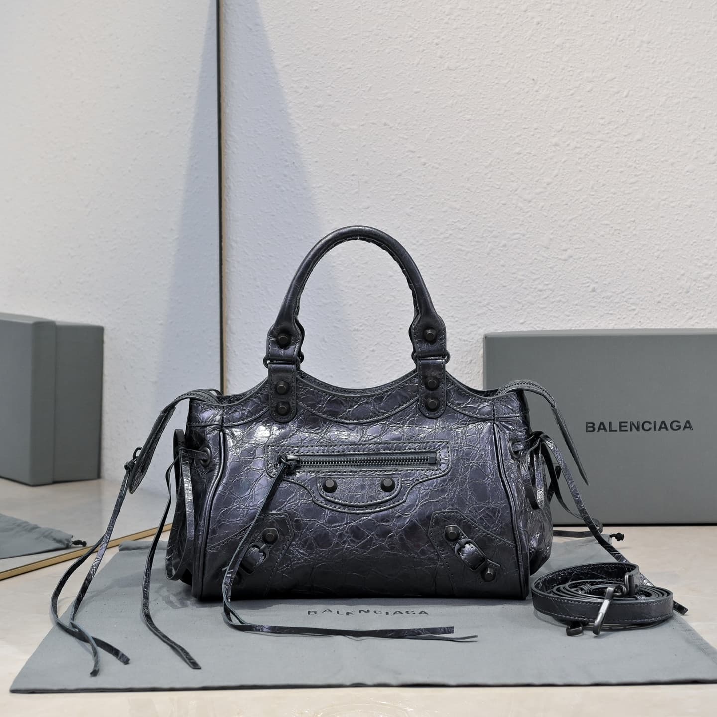 Balenciaga Gold Le City Moto Bag