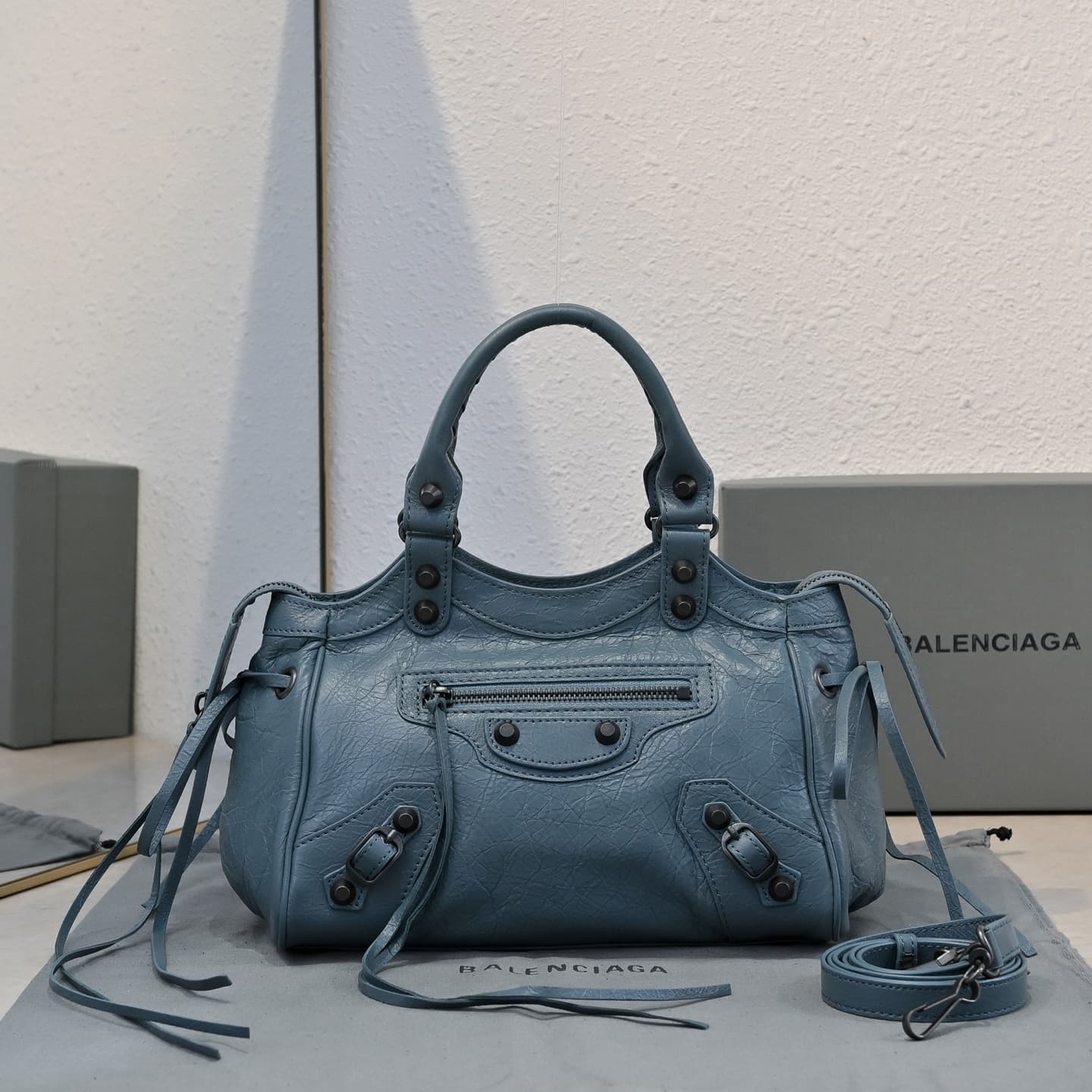 Balenciaga Grey Le City Moto Bag