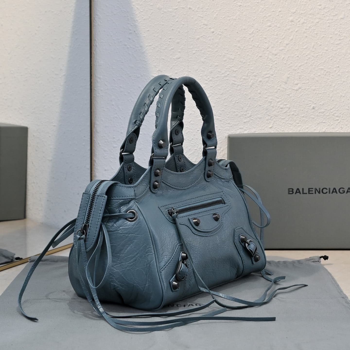 Balenciaga Grey Le City Moto Bag