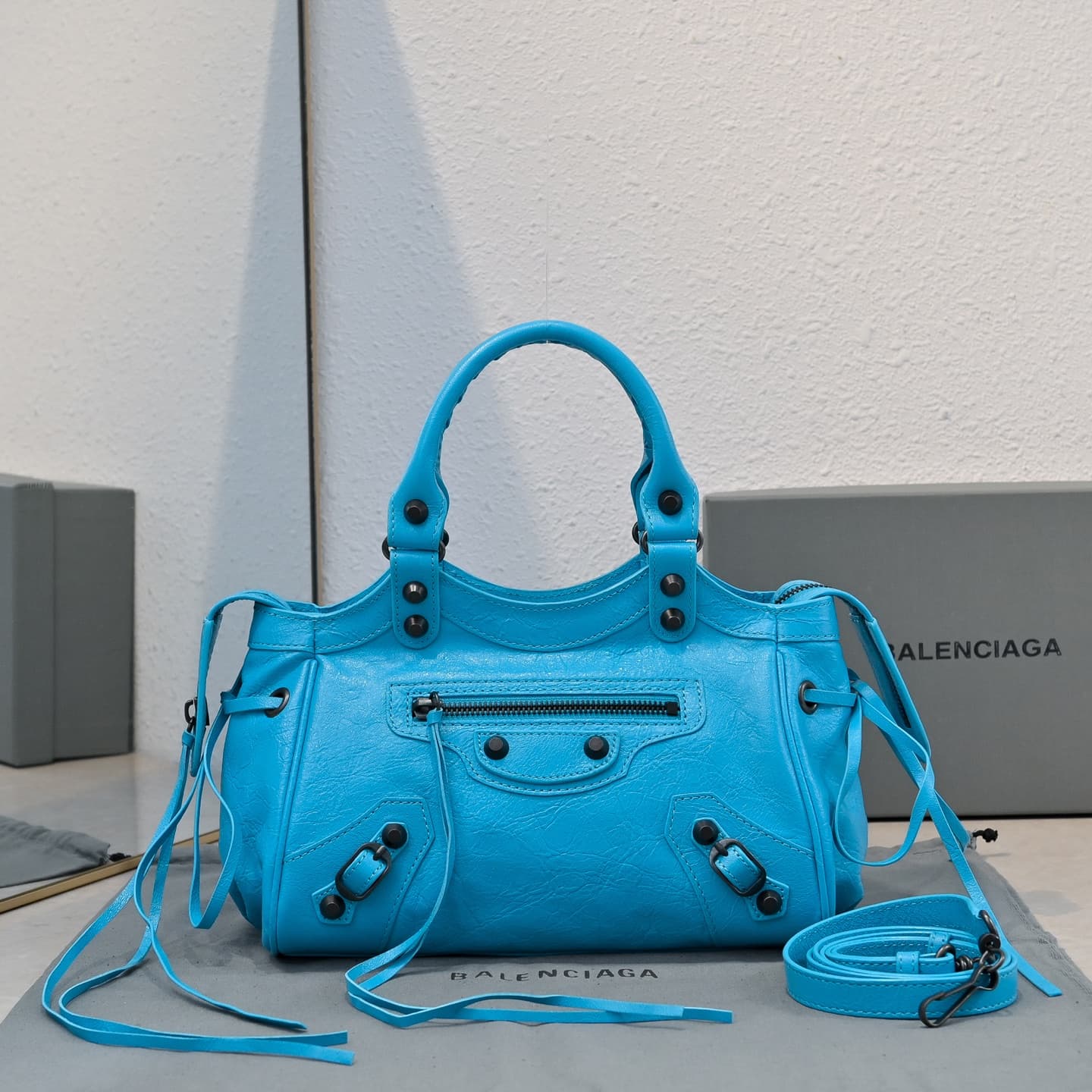 Balenciaga Blue Le City Moto Bag