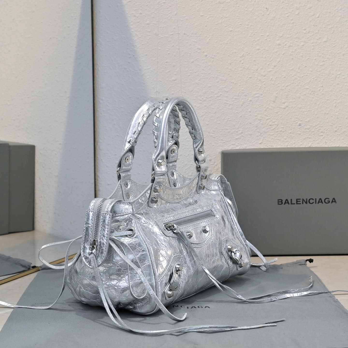 Balenciaga White Le City Moto Bag
