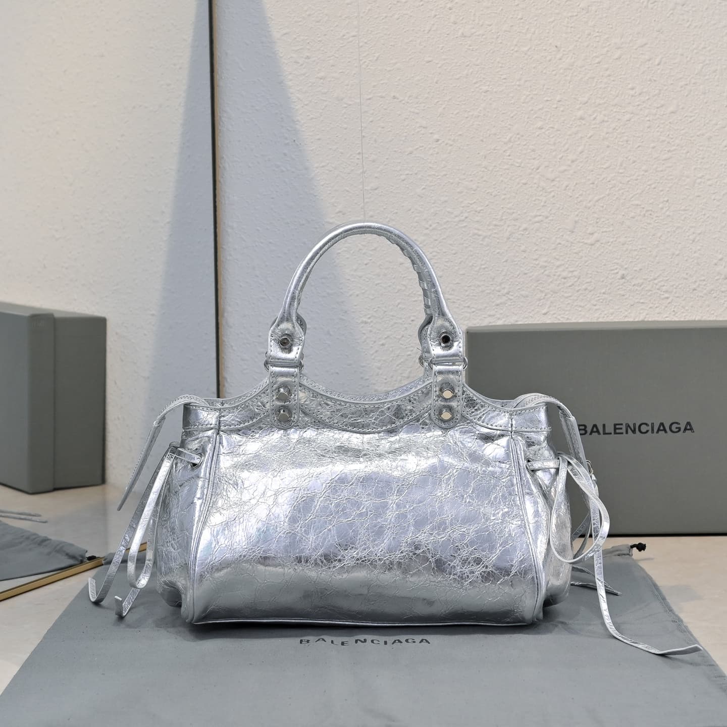 Balenciaga White Le City Moto Bag