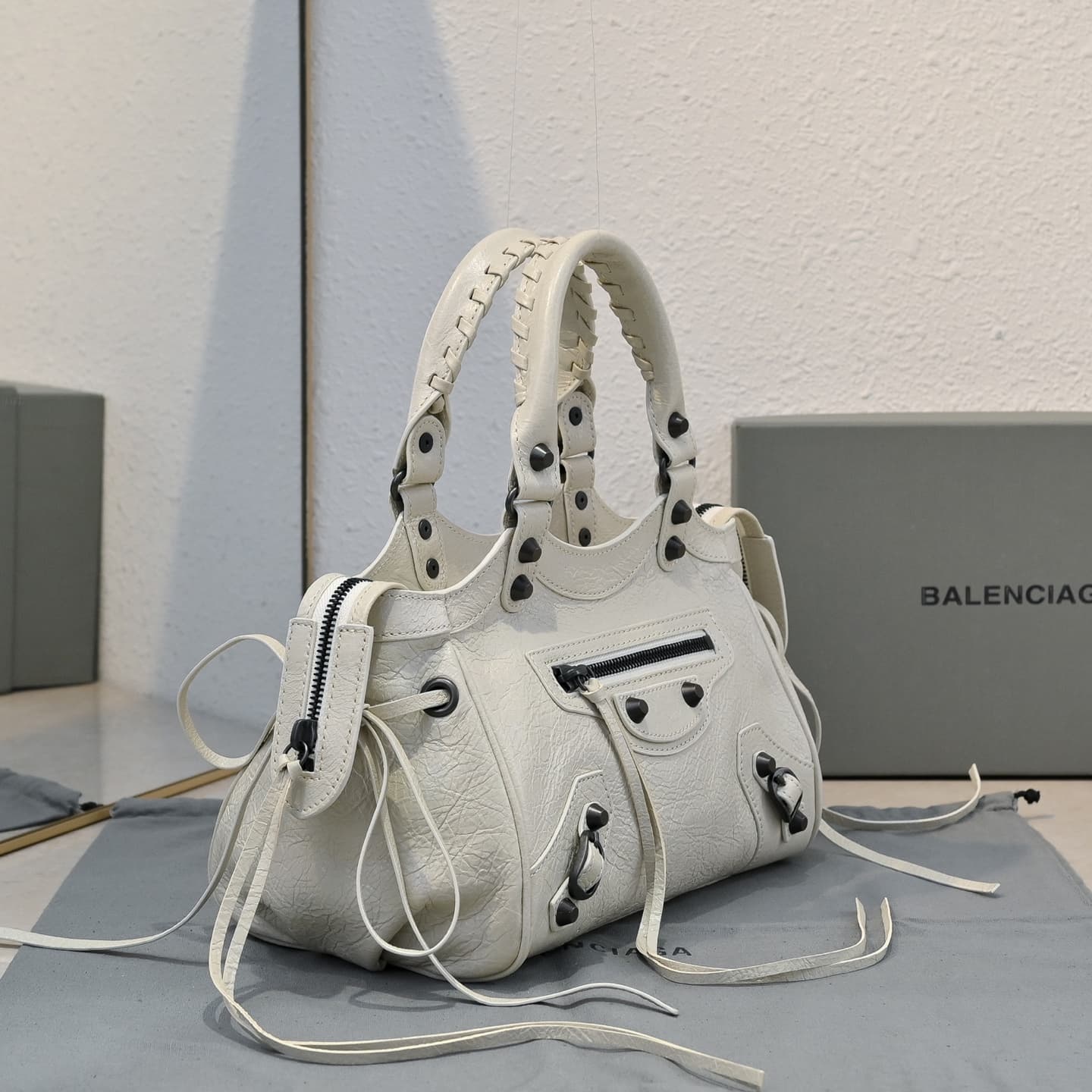 Balenciaga White Le City Moto Bag