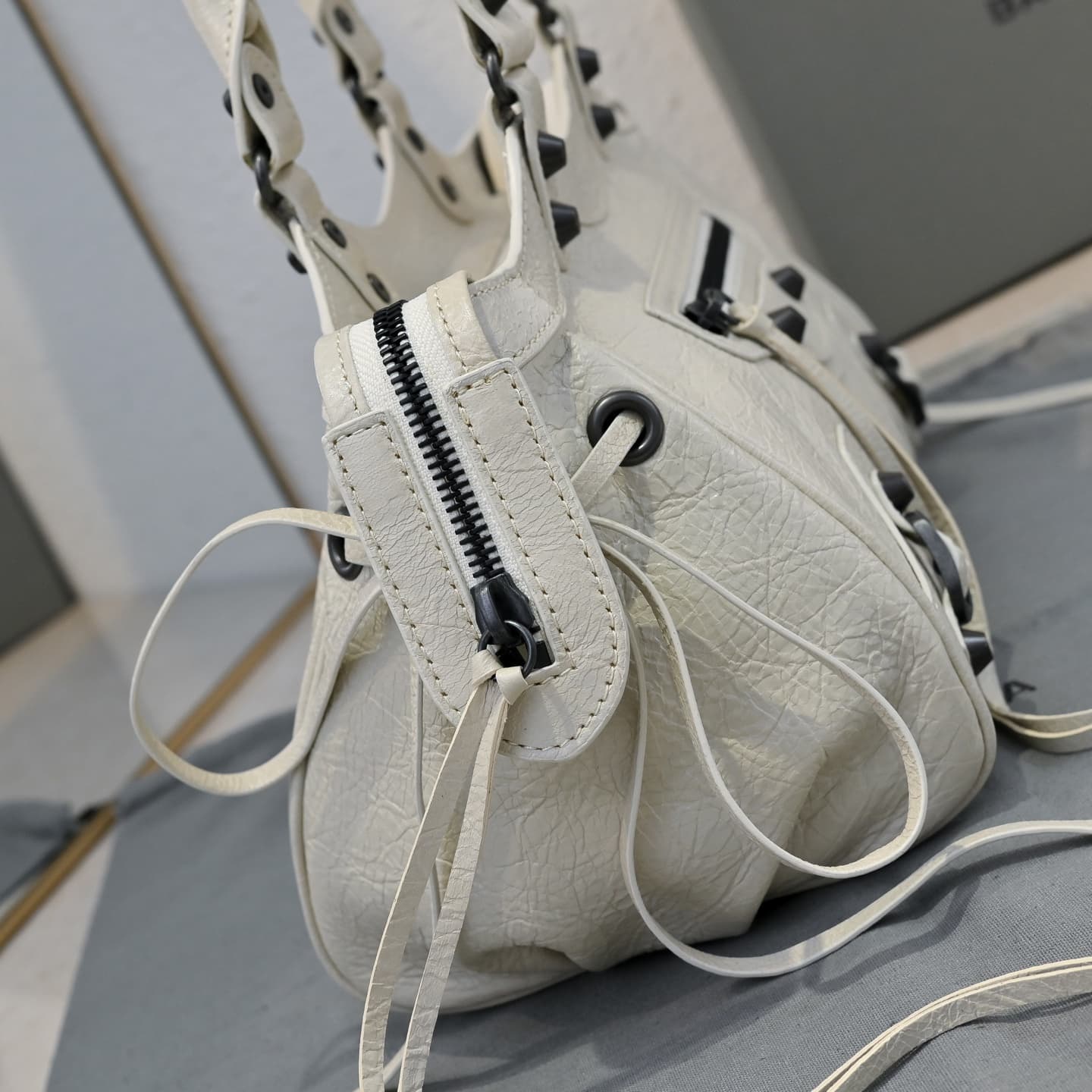 Balenciaga White Le City Moto Bag