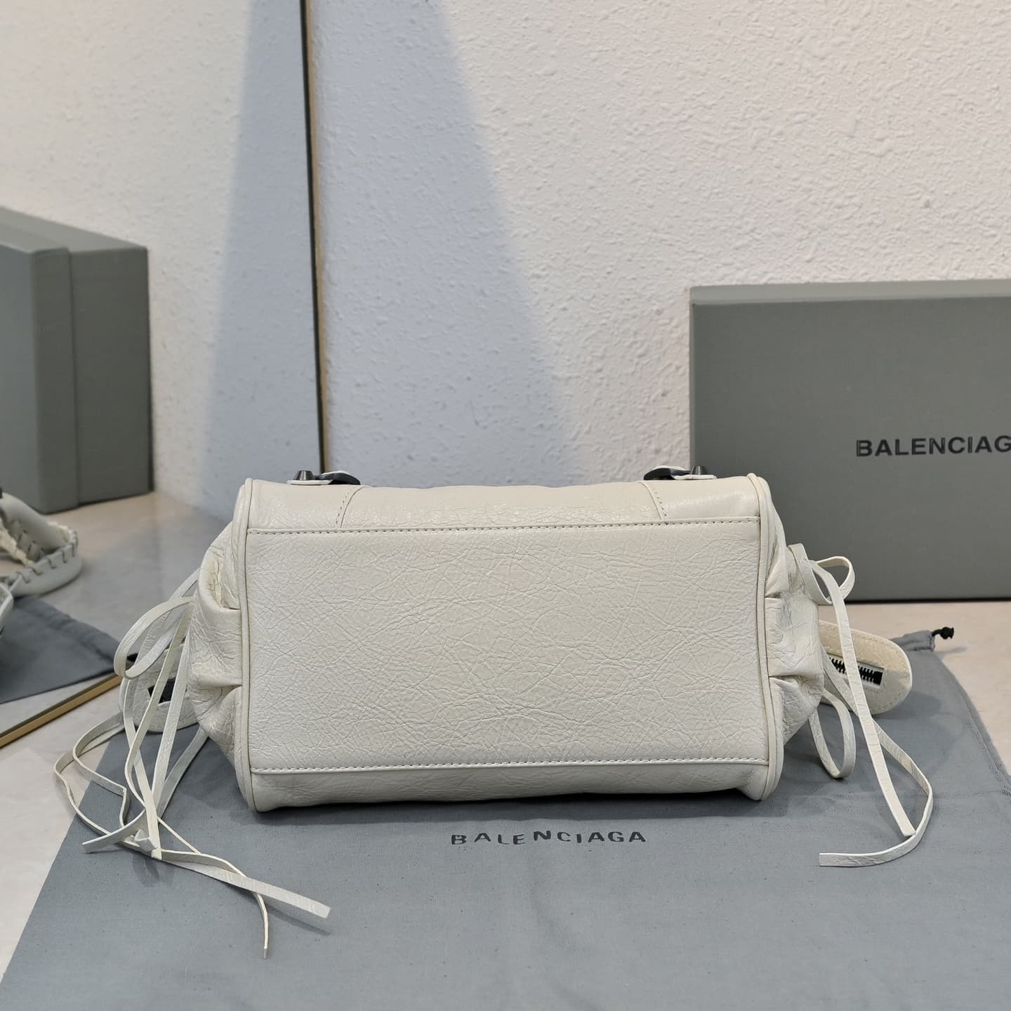 Balenciaga White Le City Moto Bag