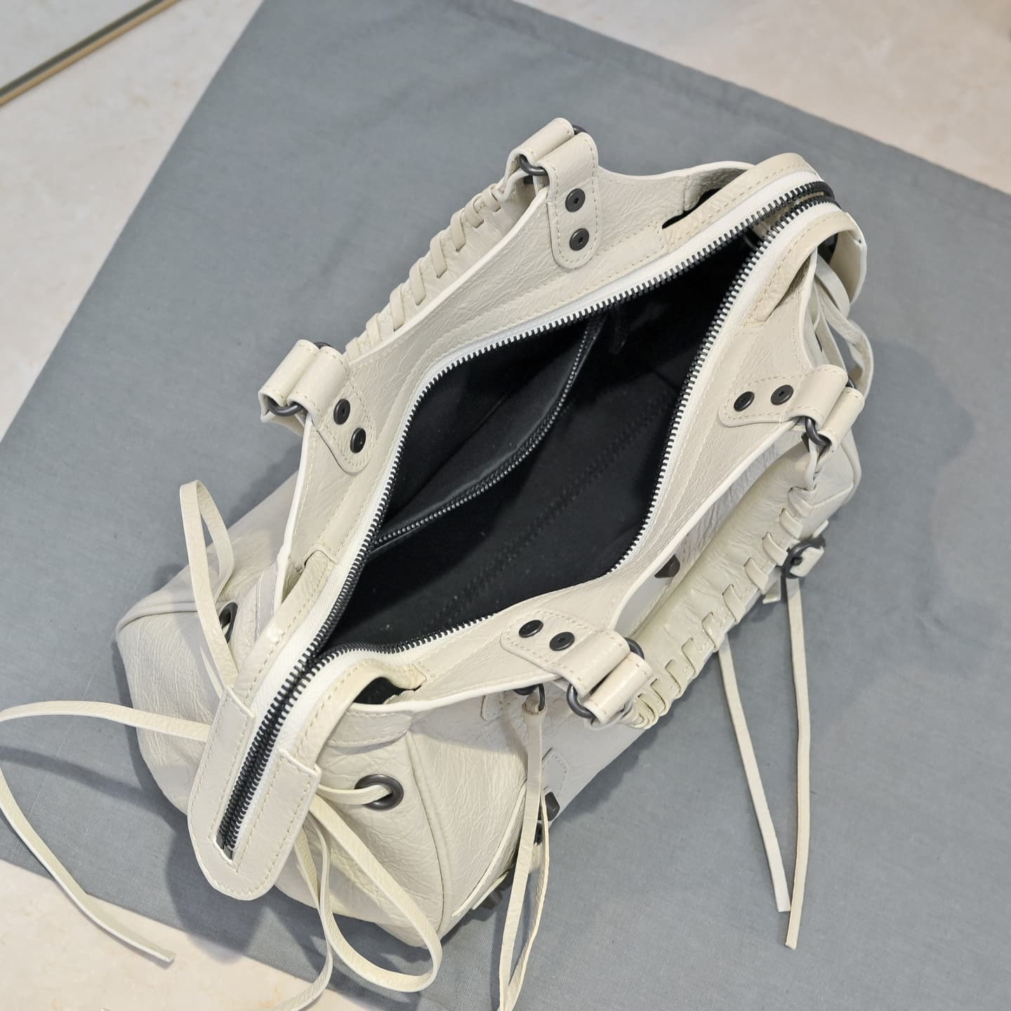 Balenciaga White Le City Moto Bag