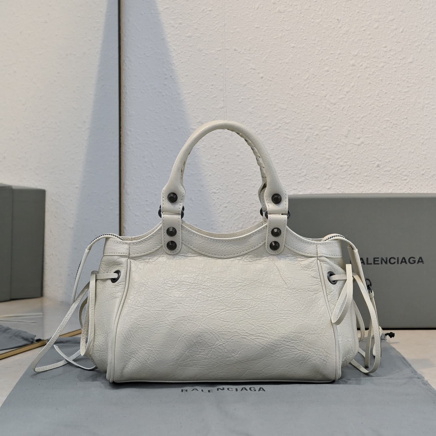 Balenciaga White Le City Moto Bag
