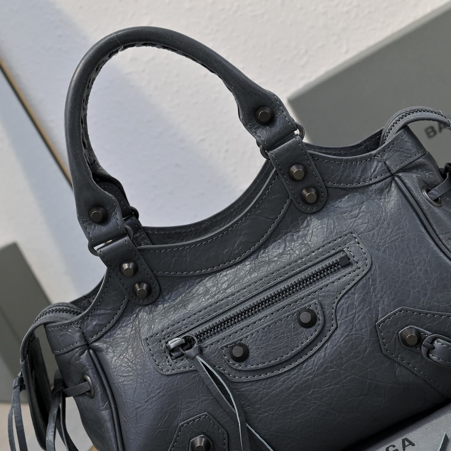 Balenciaga Grey Le City Moto Bag