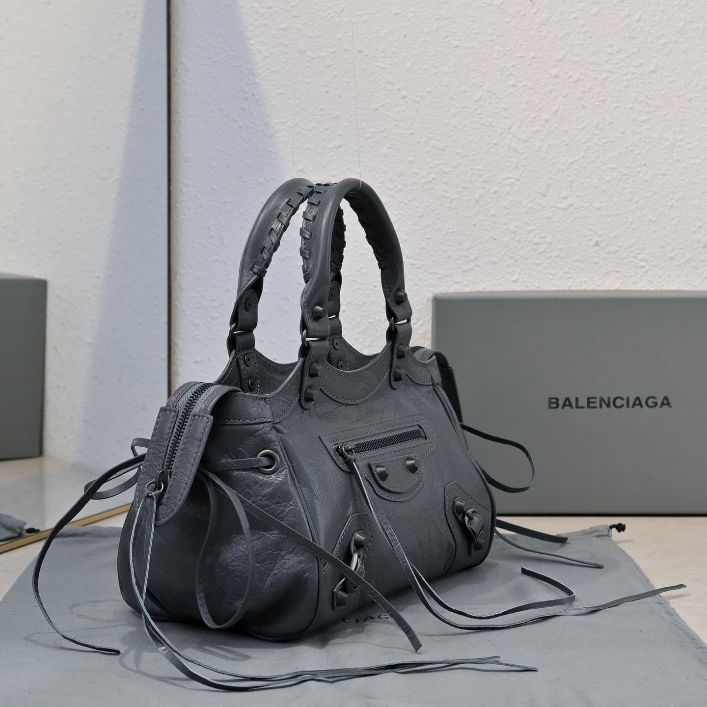 Balenciaga Grey Le City Moto Bag