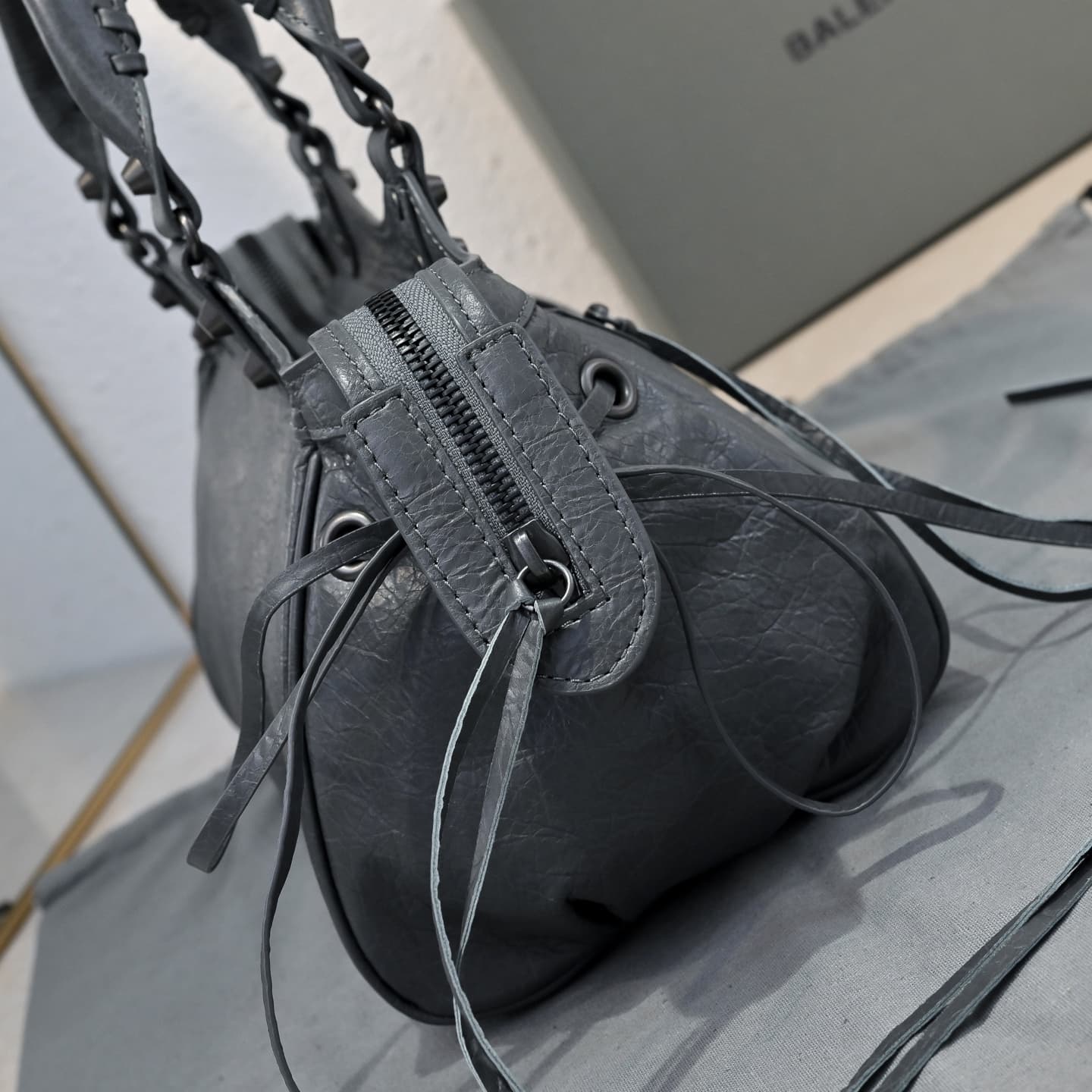 Balenciaga Grey Le City Moto Bag