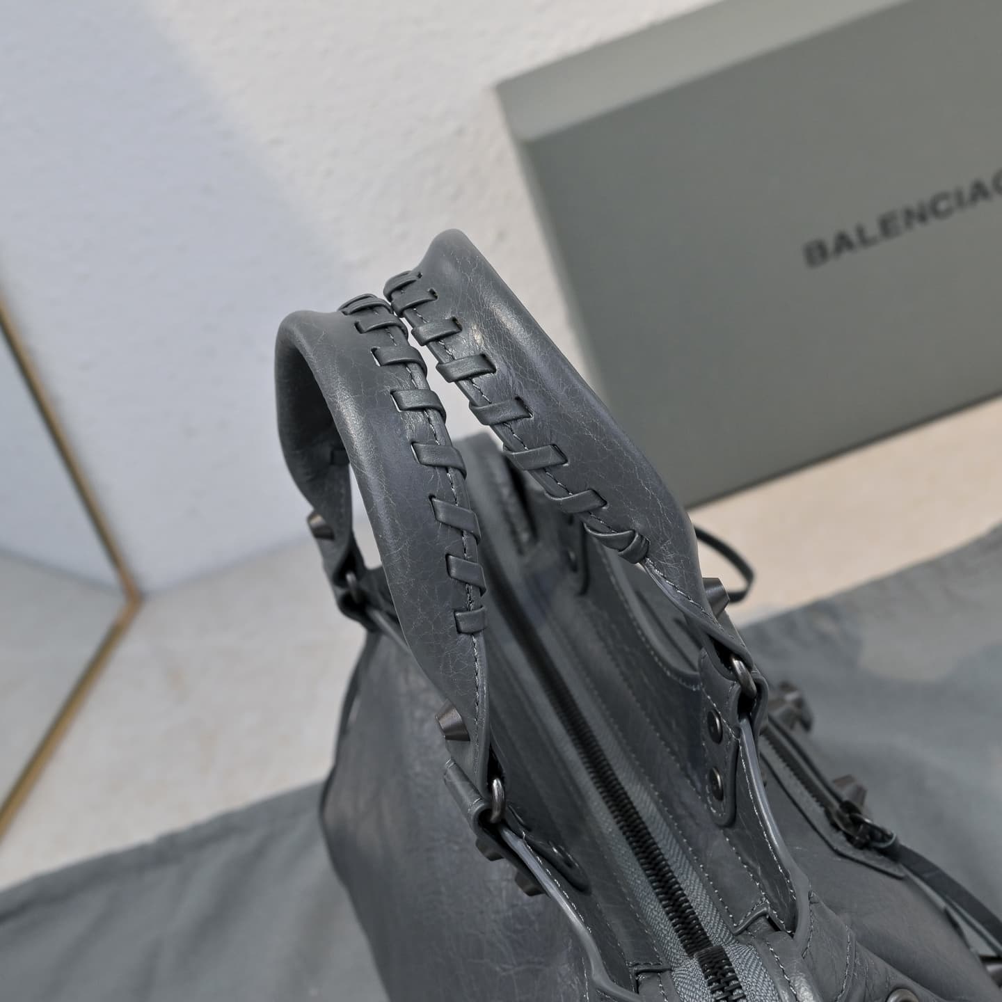 Balenciaga Grey Le City Moto Bag
