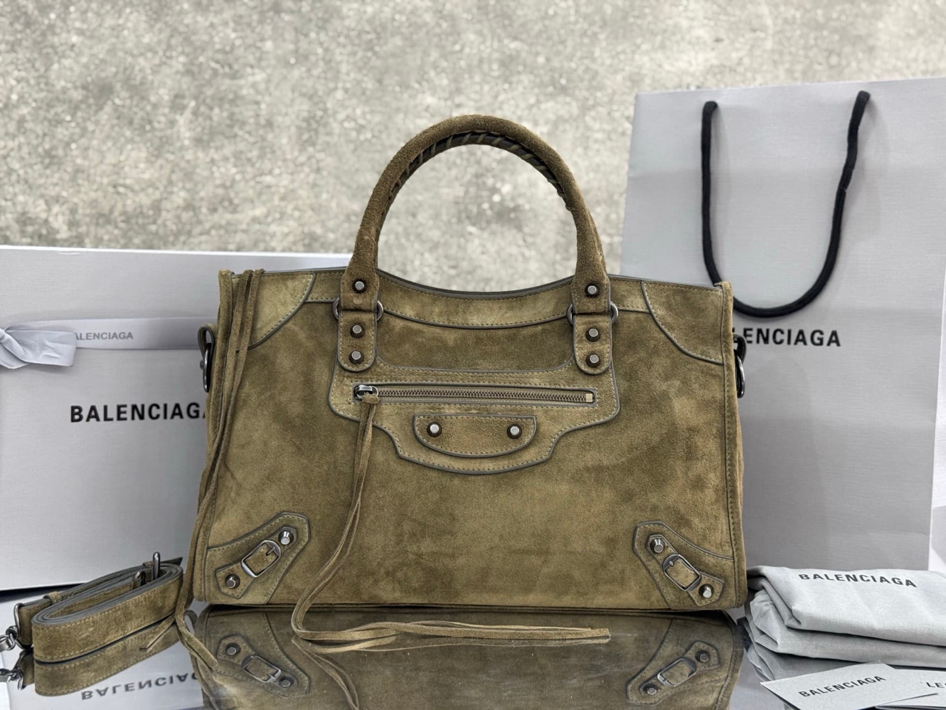 Balenciaga Green Large Le City Moto Bag
