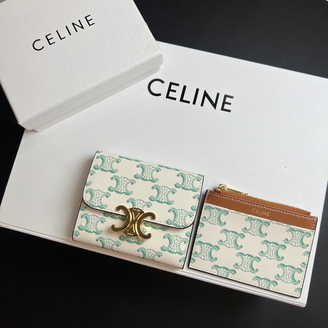 Celine Green Wallet 10l653DS3