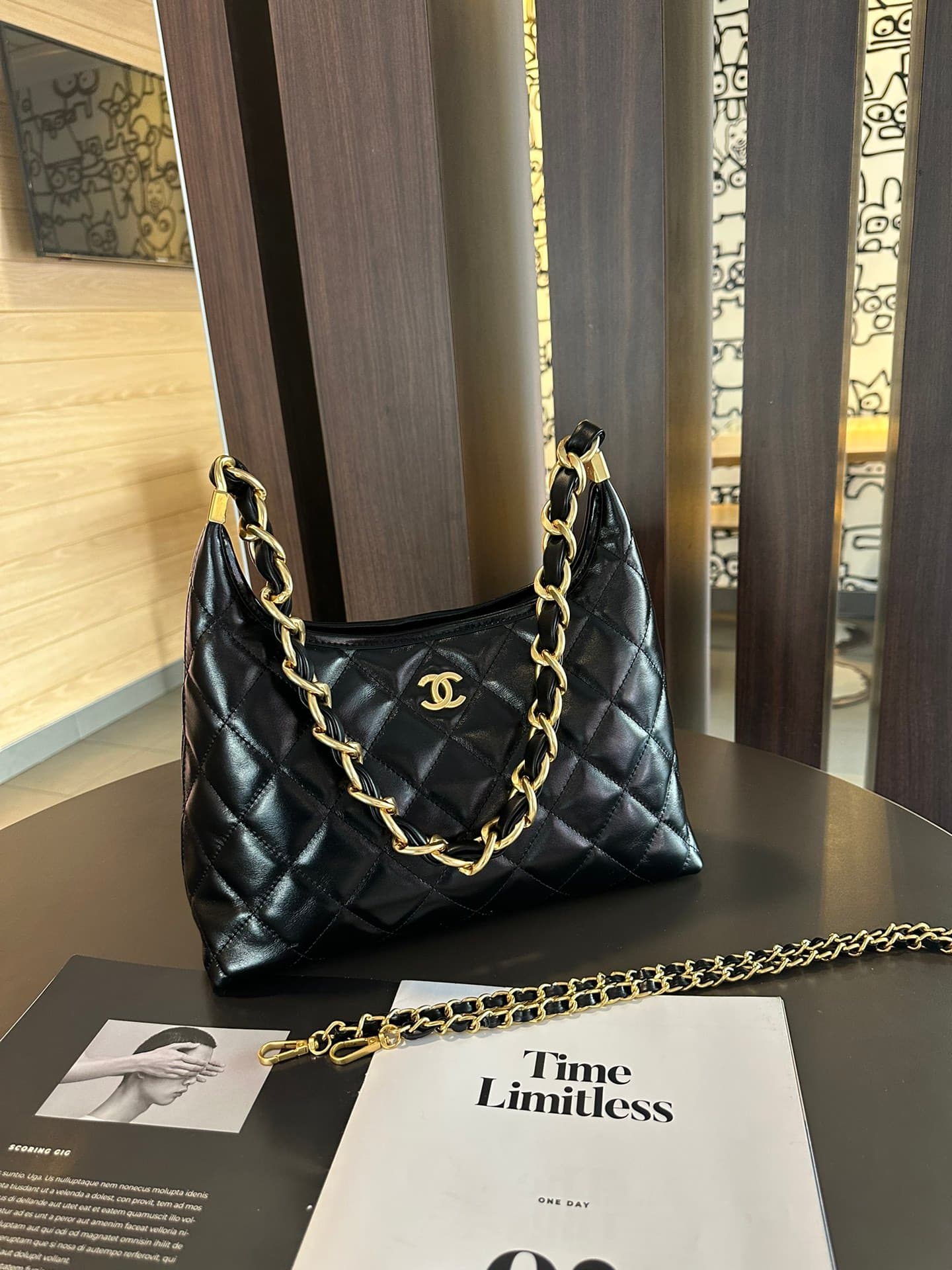 Chanel Black Large Shoulder Bag 9022