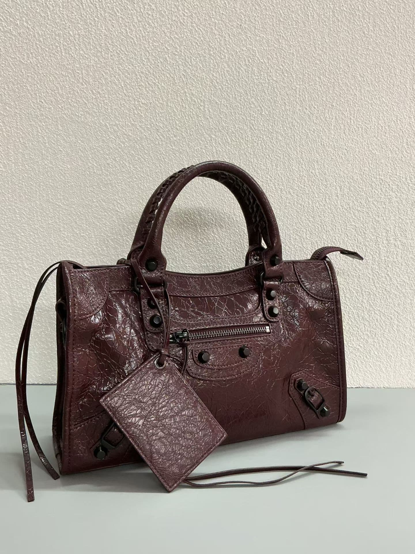 Balenciaga Le City Moto Bag 中号 中号酒红色 50025