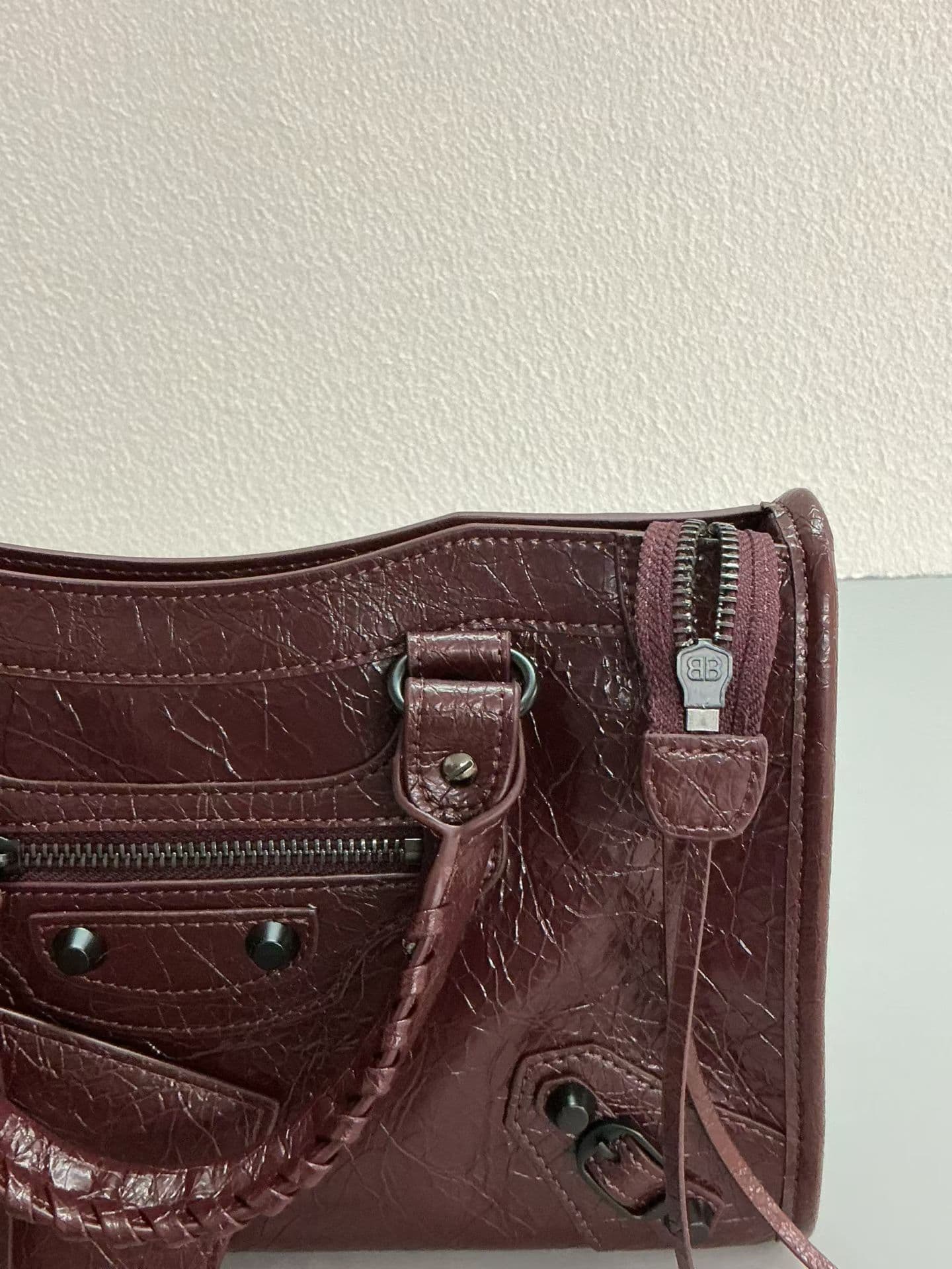 Balenciaga Le City Moto Bag 中号 中号酒红色 50025