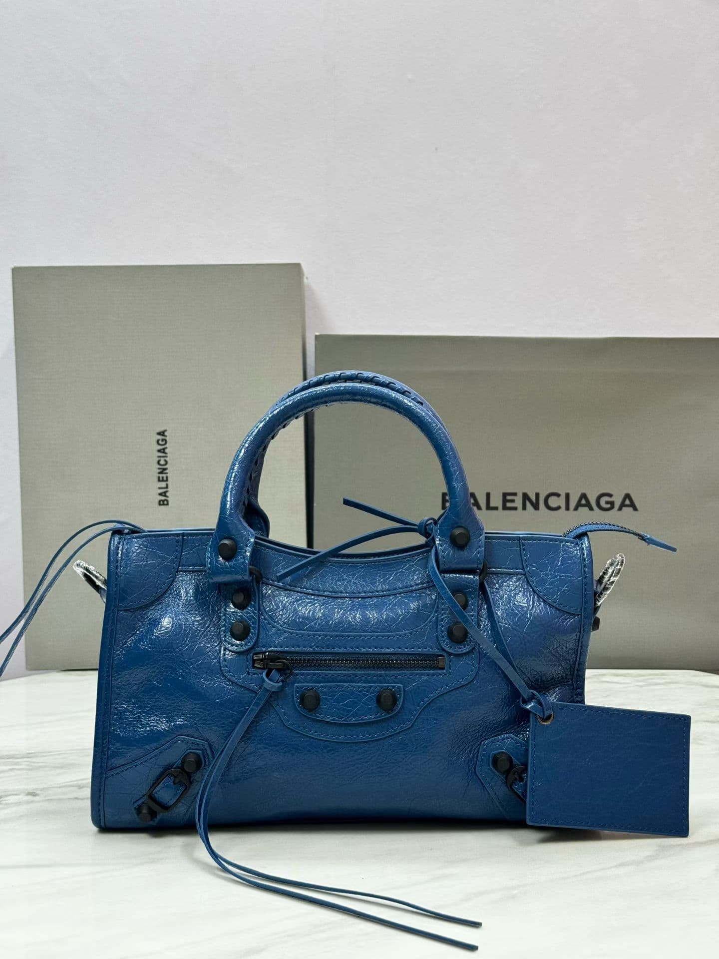 Balenciaga Blue Medium Le City Moto Bag 50025