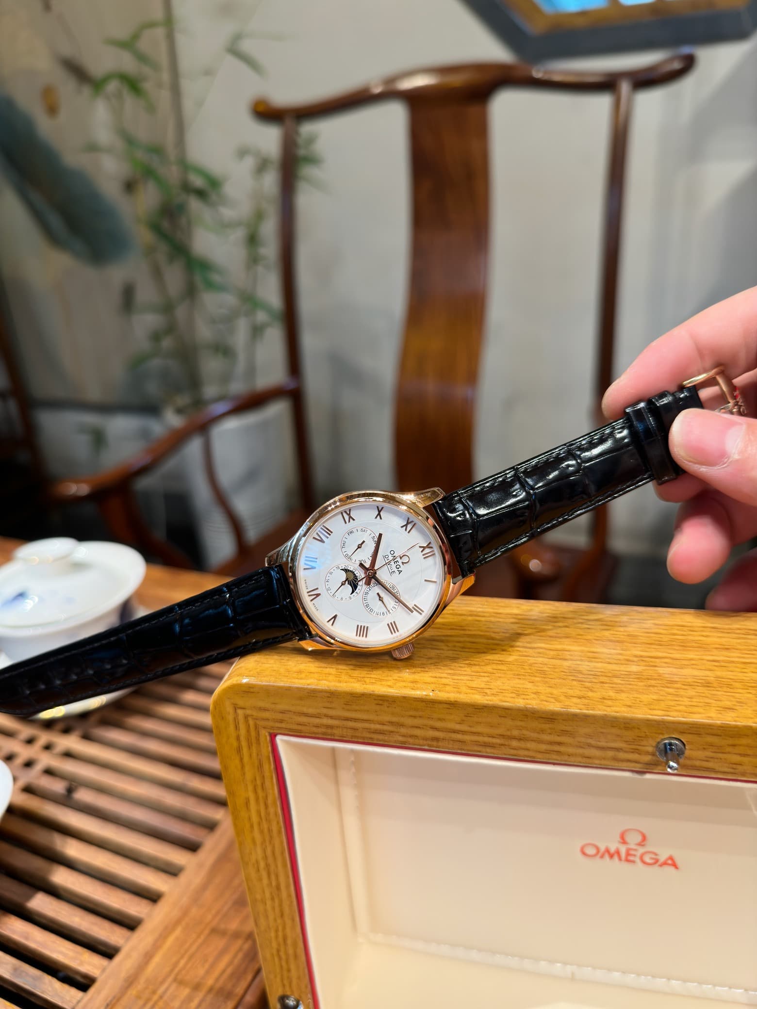 Omega White Watch