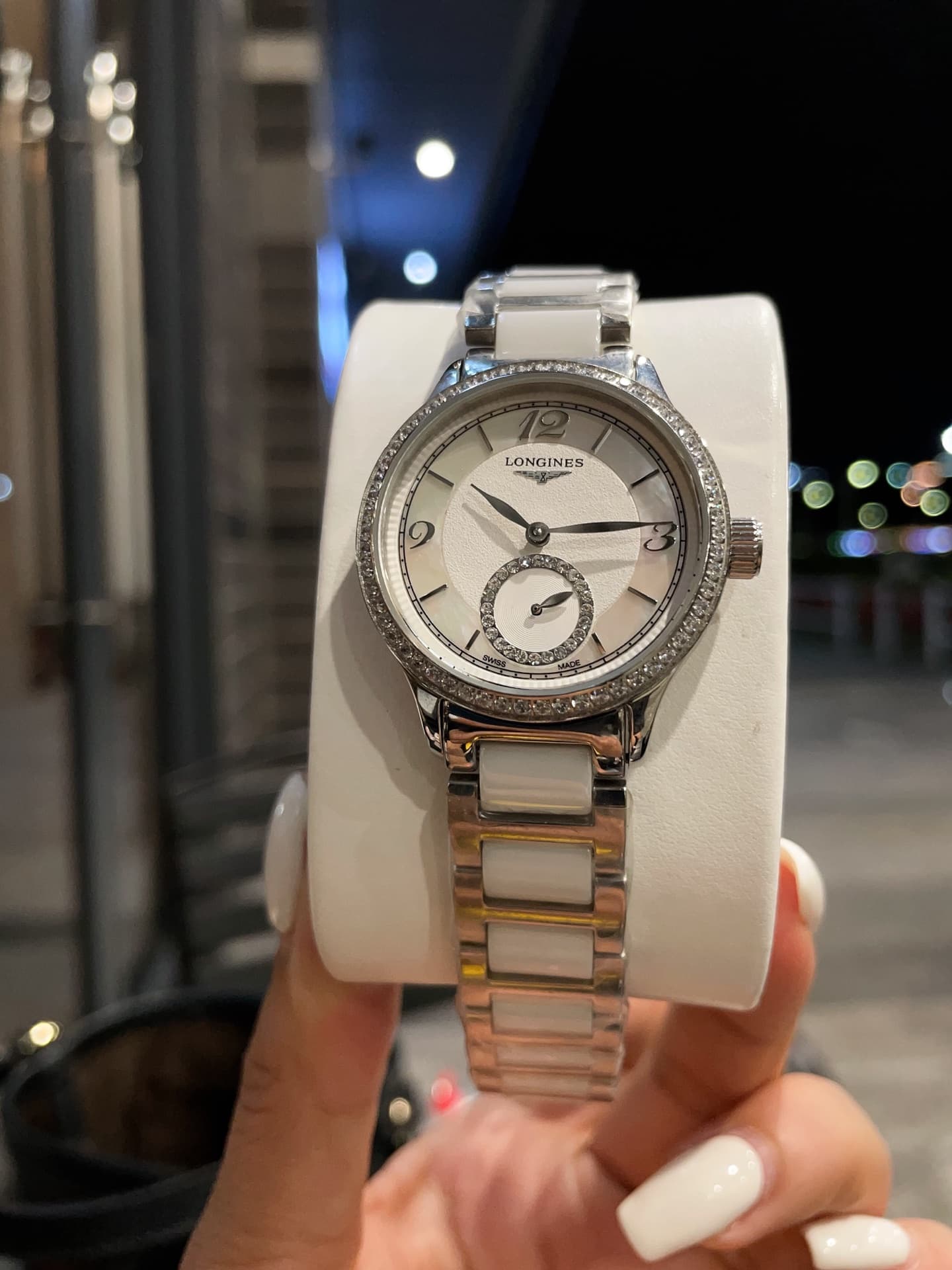 Longines White Watch