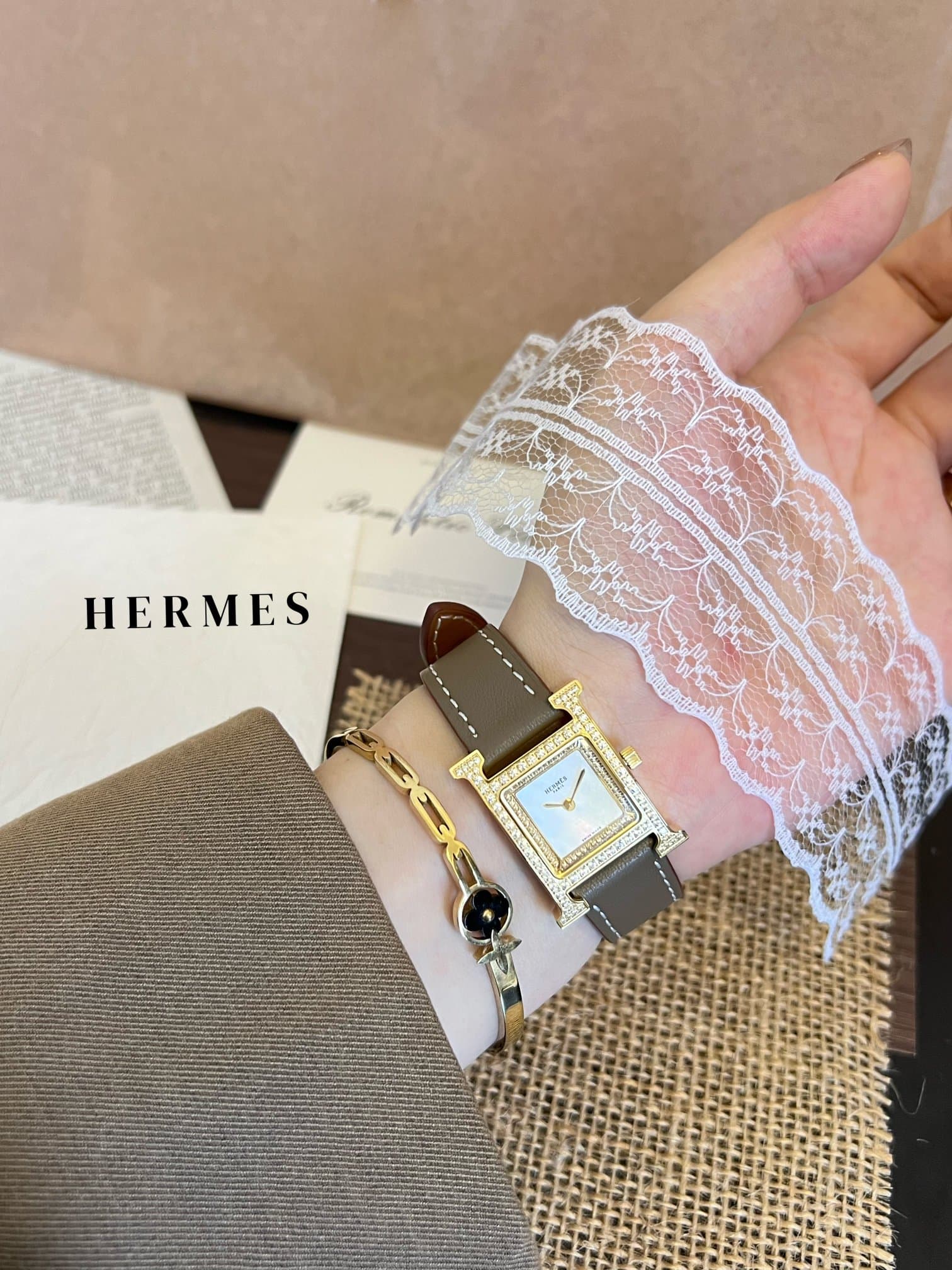 Hermes White Watch
