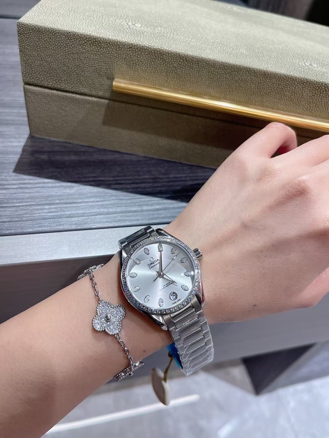 Omega White Watch