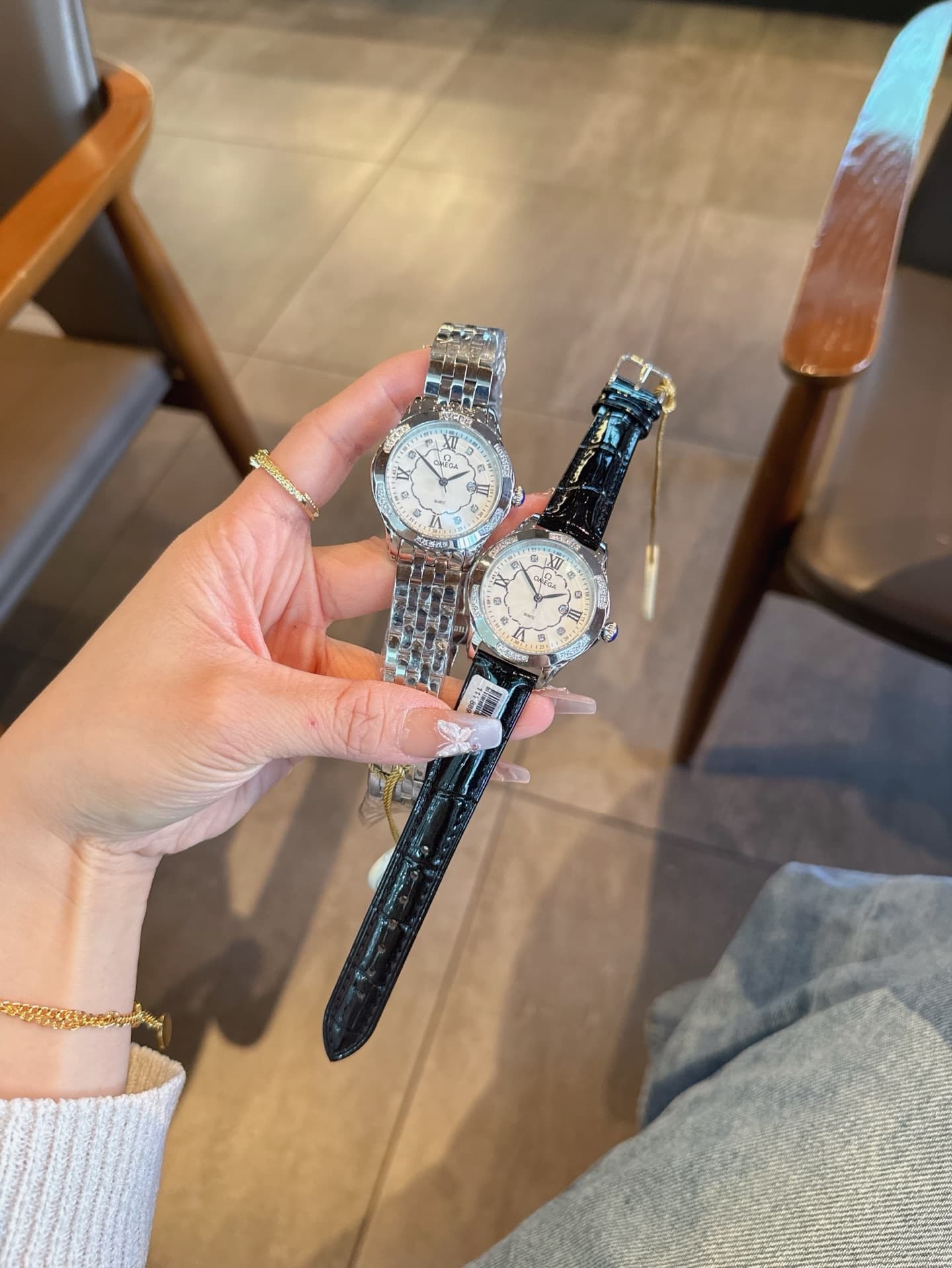 Omega White Watch