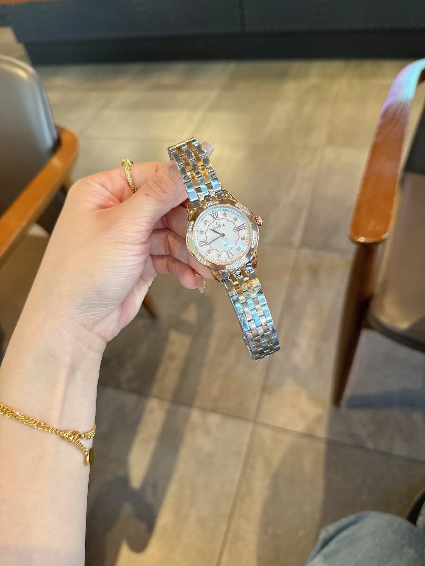 Omega White Watch