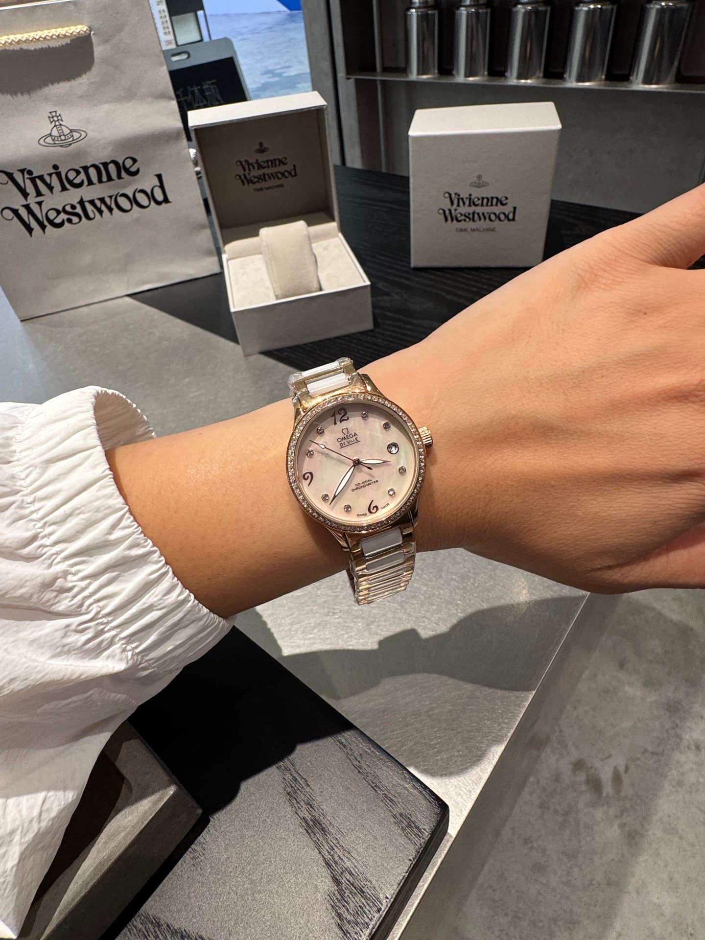 Omega White Watch