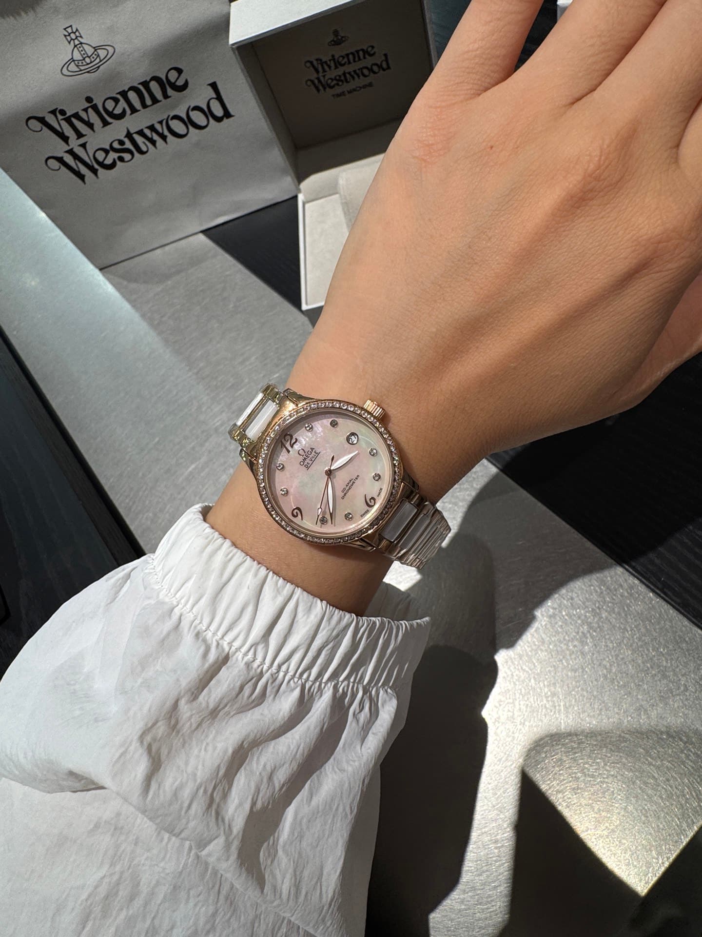 Omega White Watch