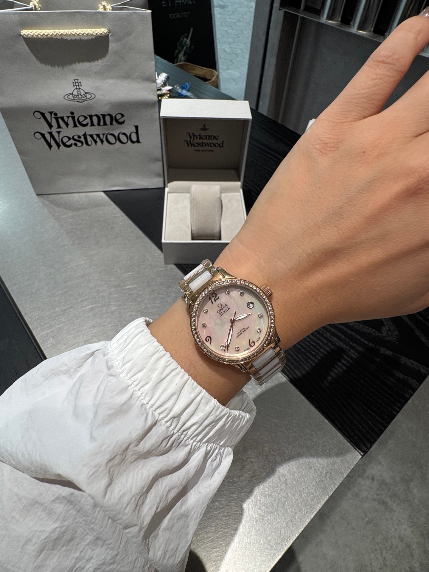 Omega White Watch