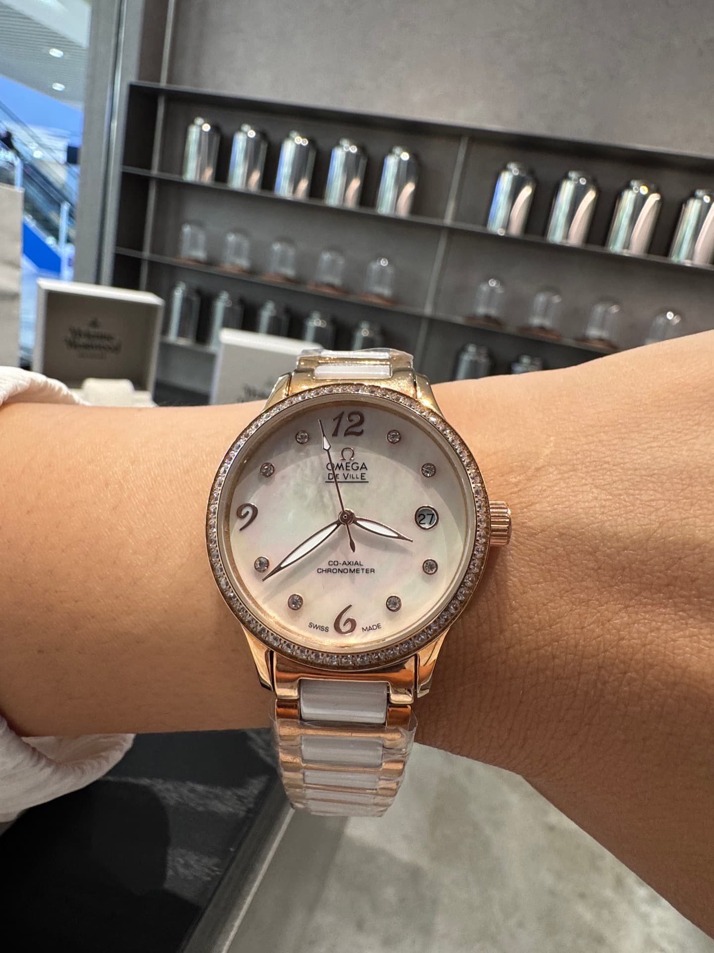 Omega White Watch