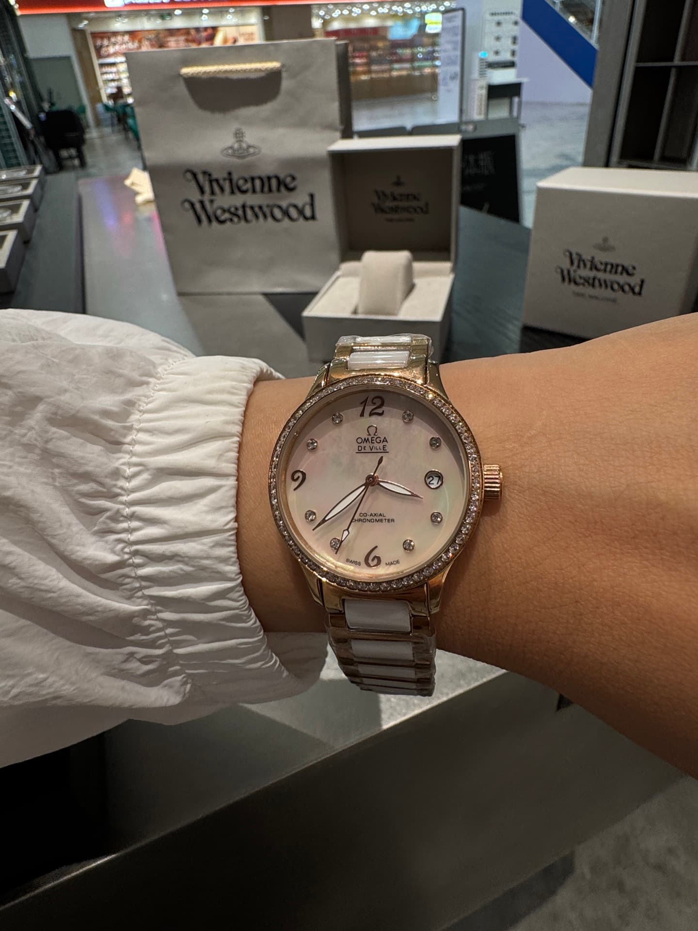 Omega White Watch