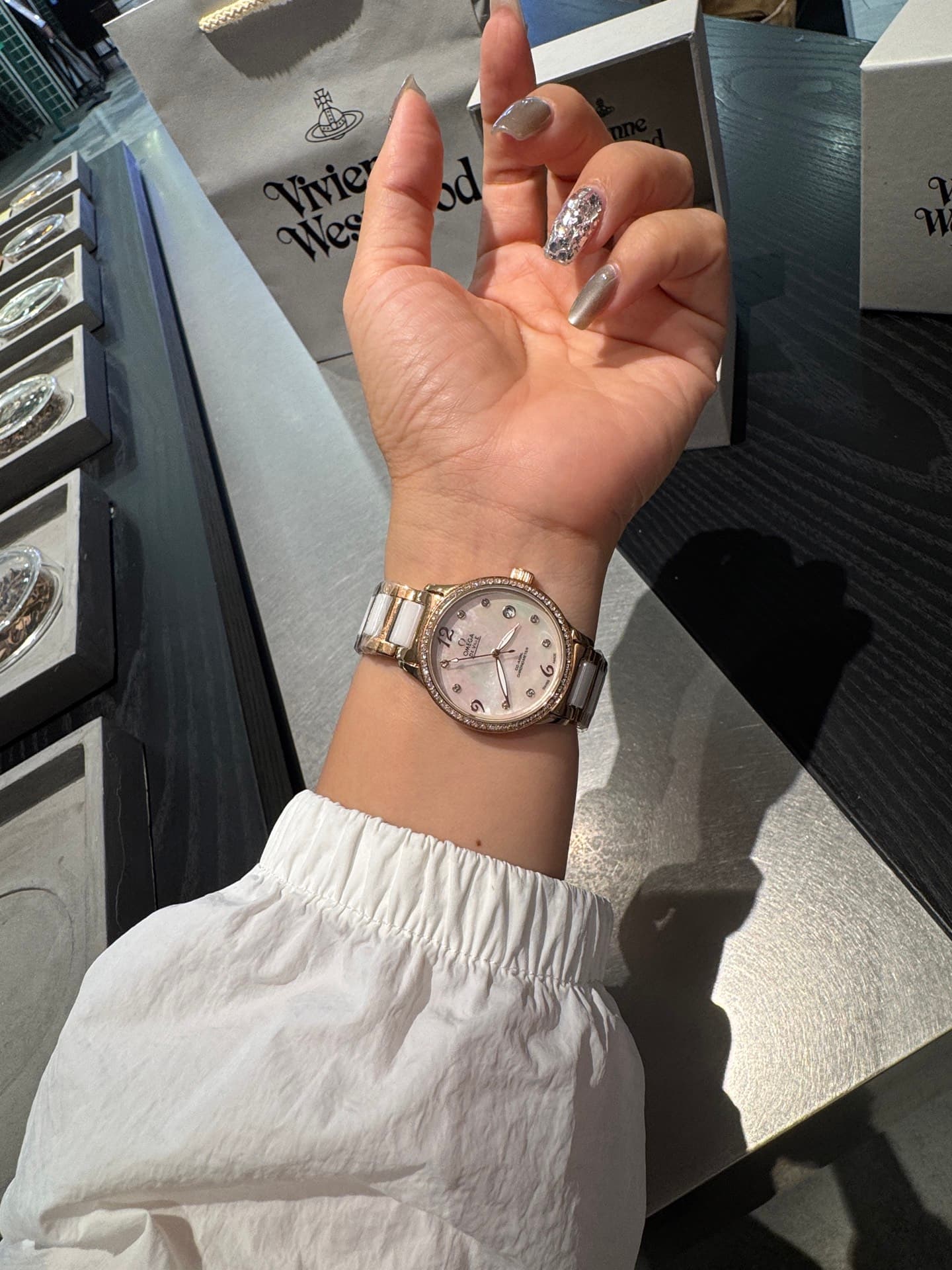 Omega White Watch