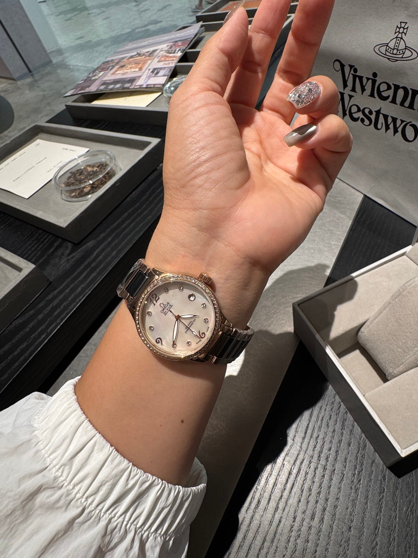 Omega White Watch