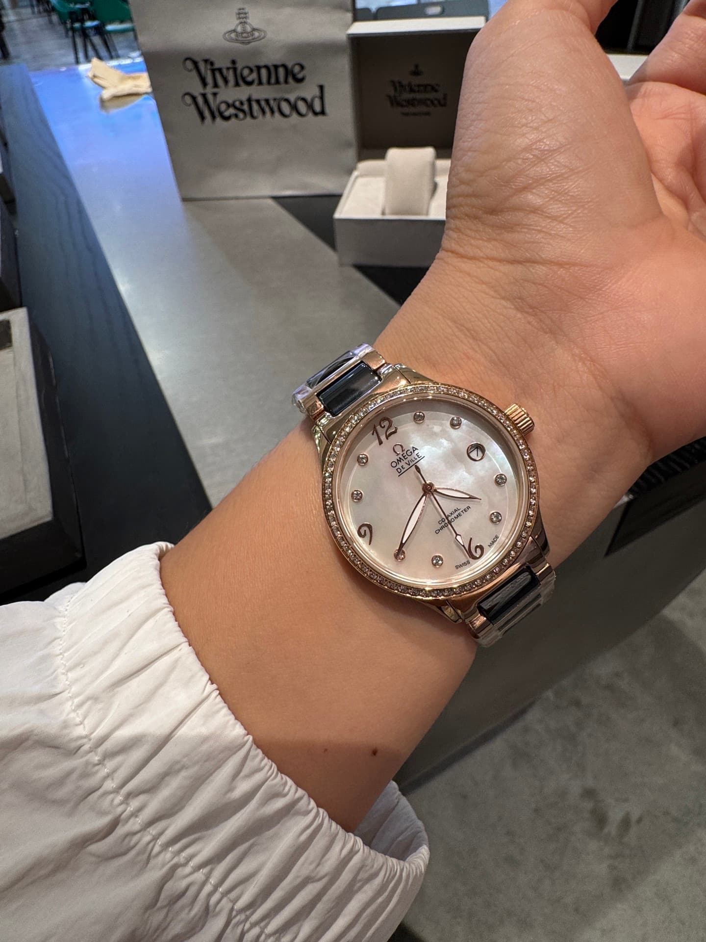 Omega White Watch