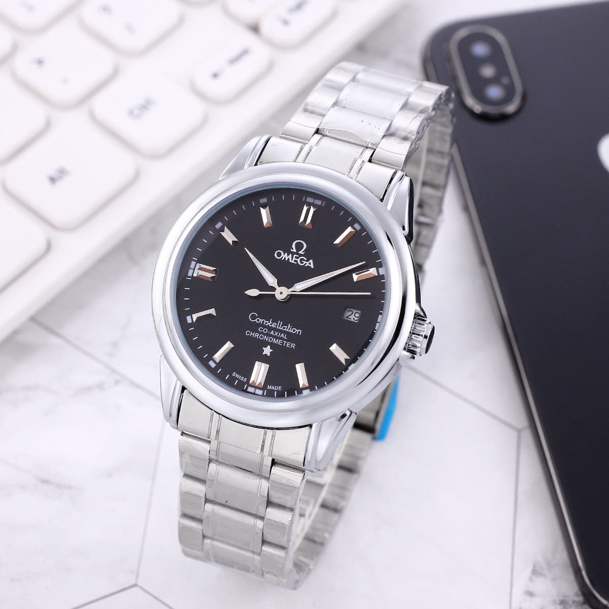 Omega White Watch