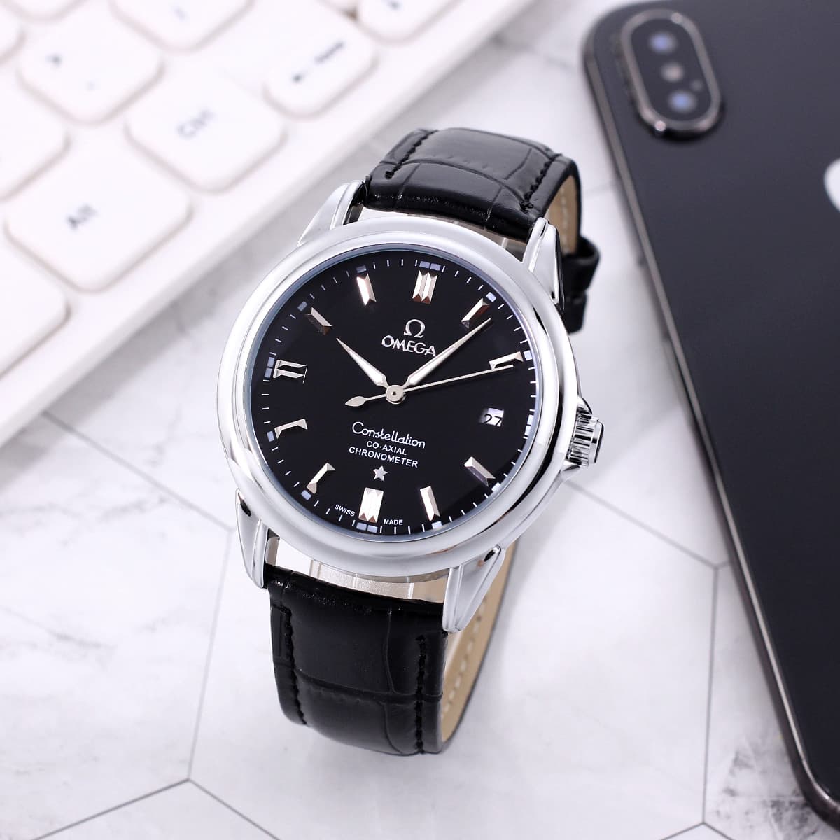 Omega White Watch