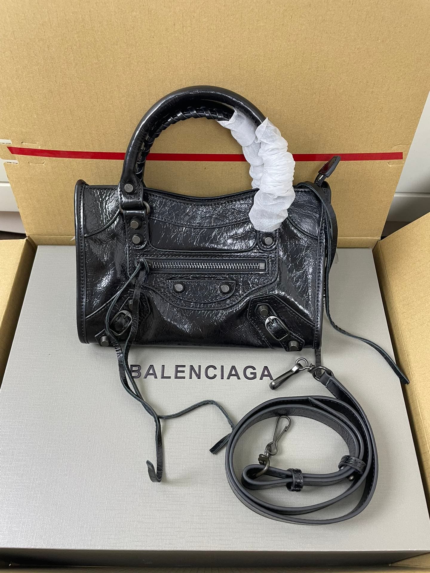 Balenciaga Black Mini Le City Moto Bag