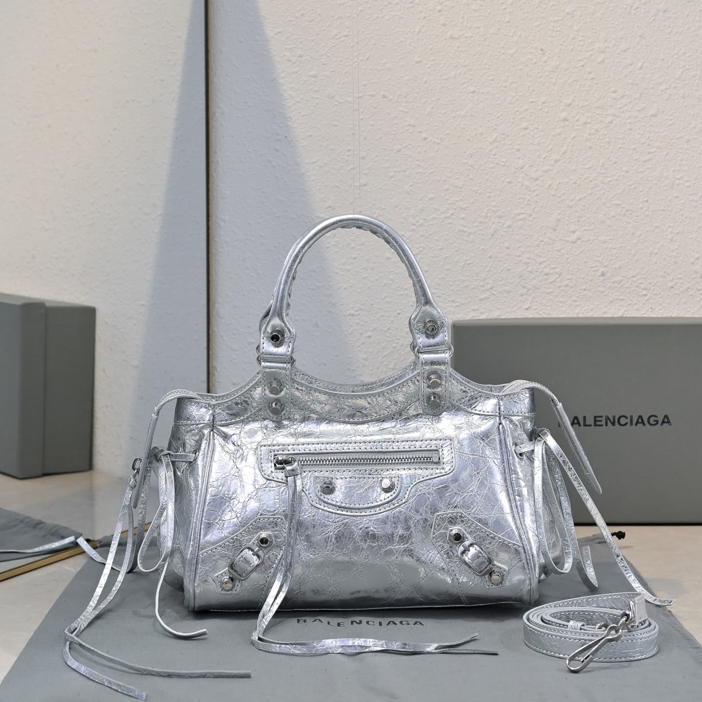 Balenciaga White Le City Moto Bag
