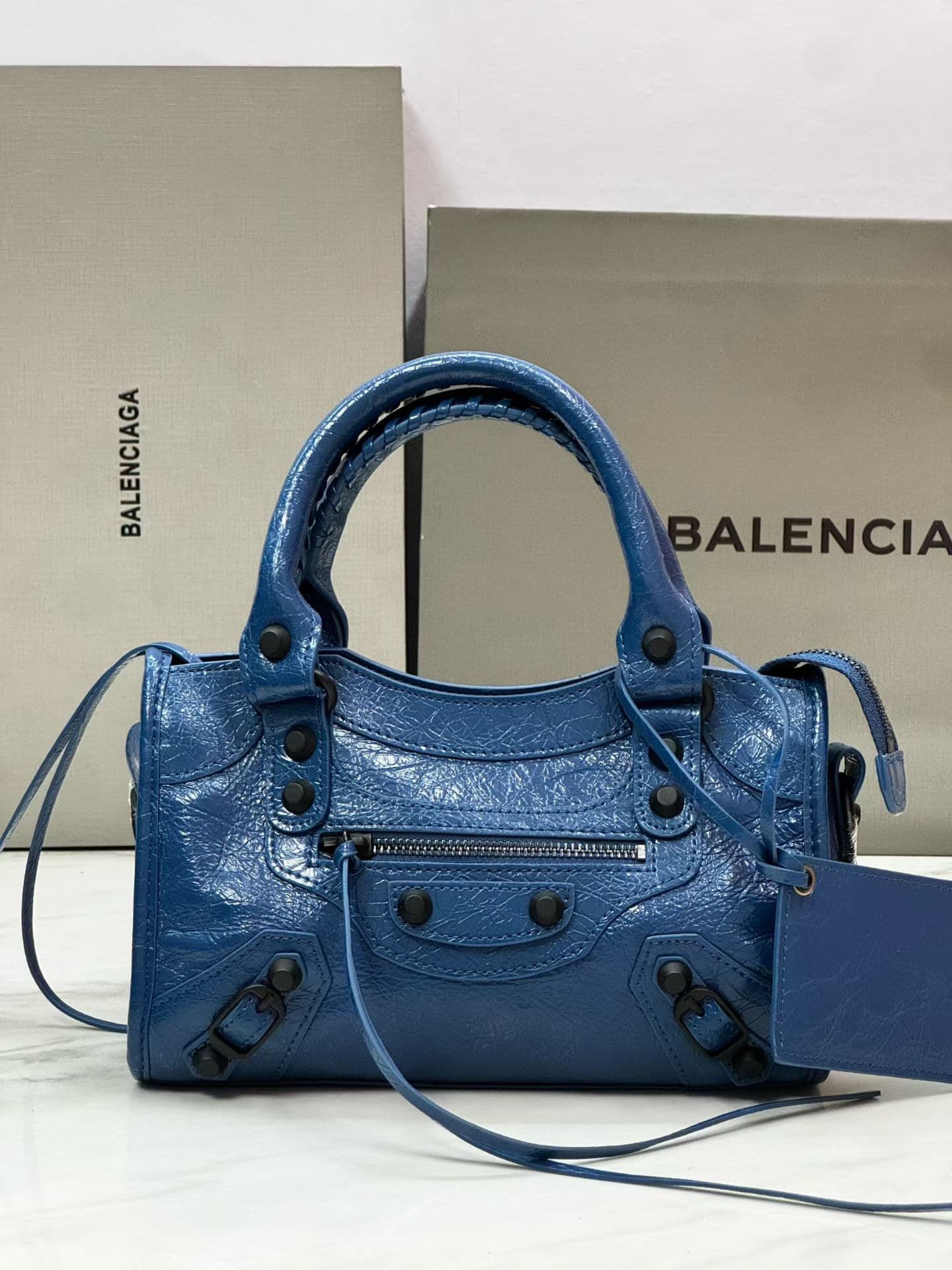 Balenciaga Blue Small Le City Moto Bag 50025
